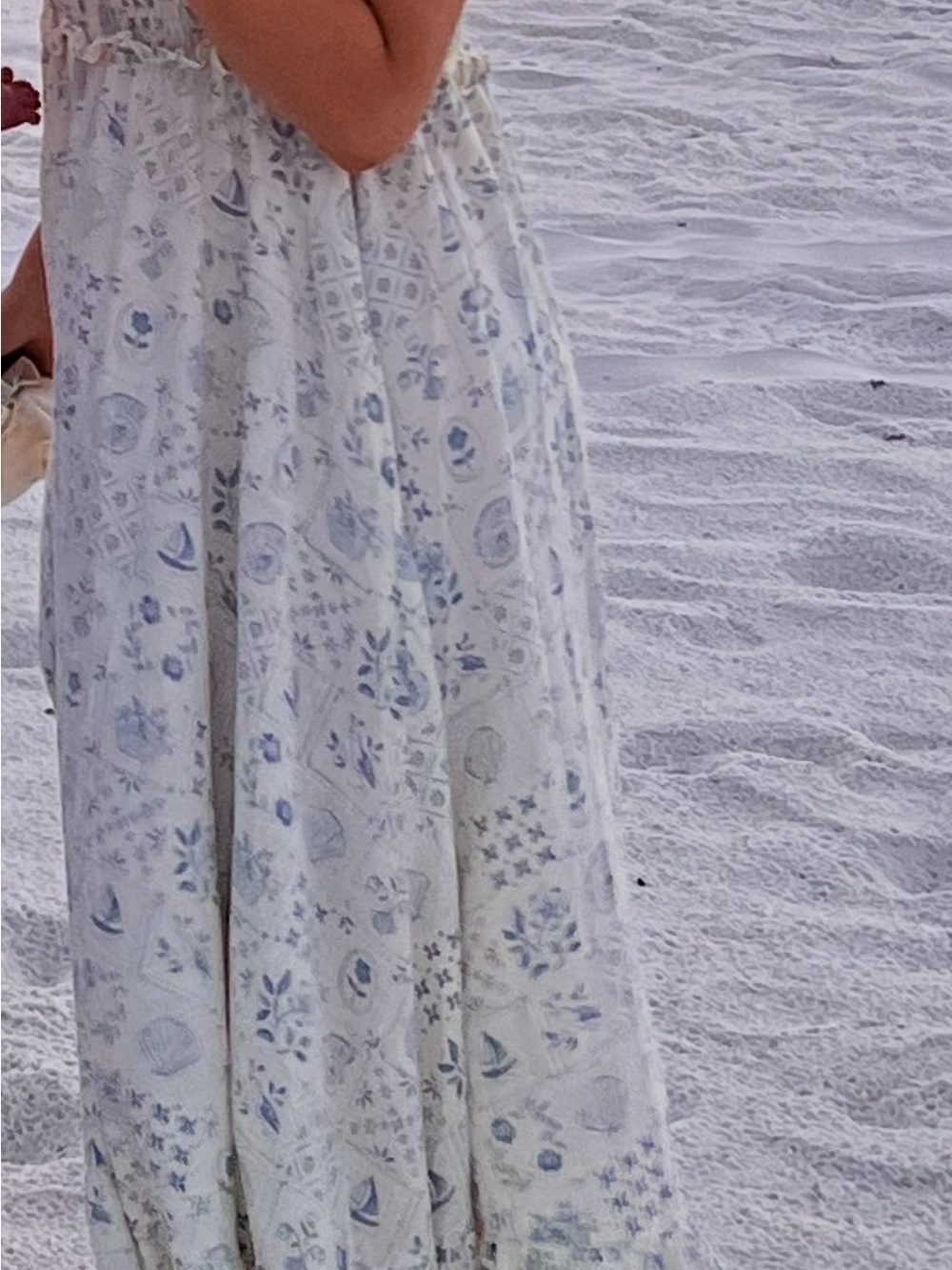 Rylee + Cru Francesca tile dress M linen blend beachy Mediterranean maxi - Picture 13 of 13